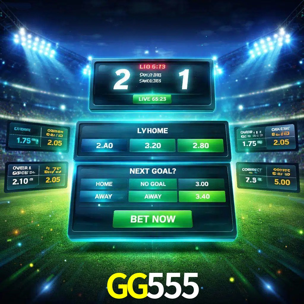 Vista de apuestas en vivo GG555 durante un partido en curso
