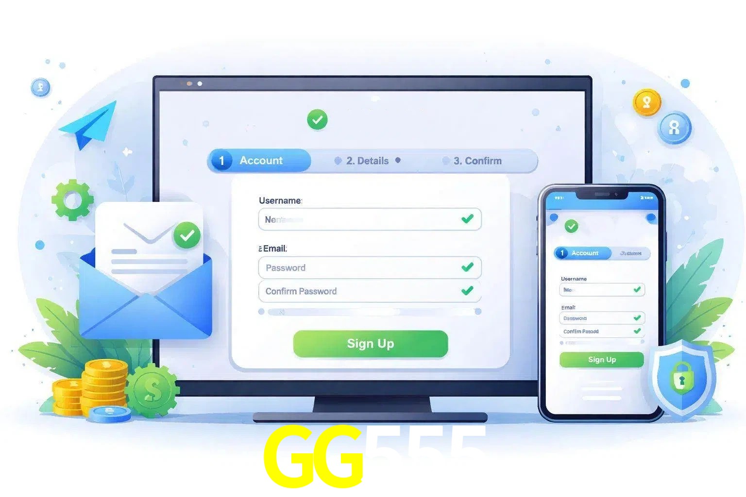 Registro de nuevo usuario y configuración de cuenta GG555